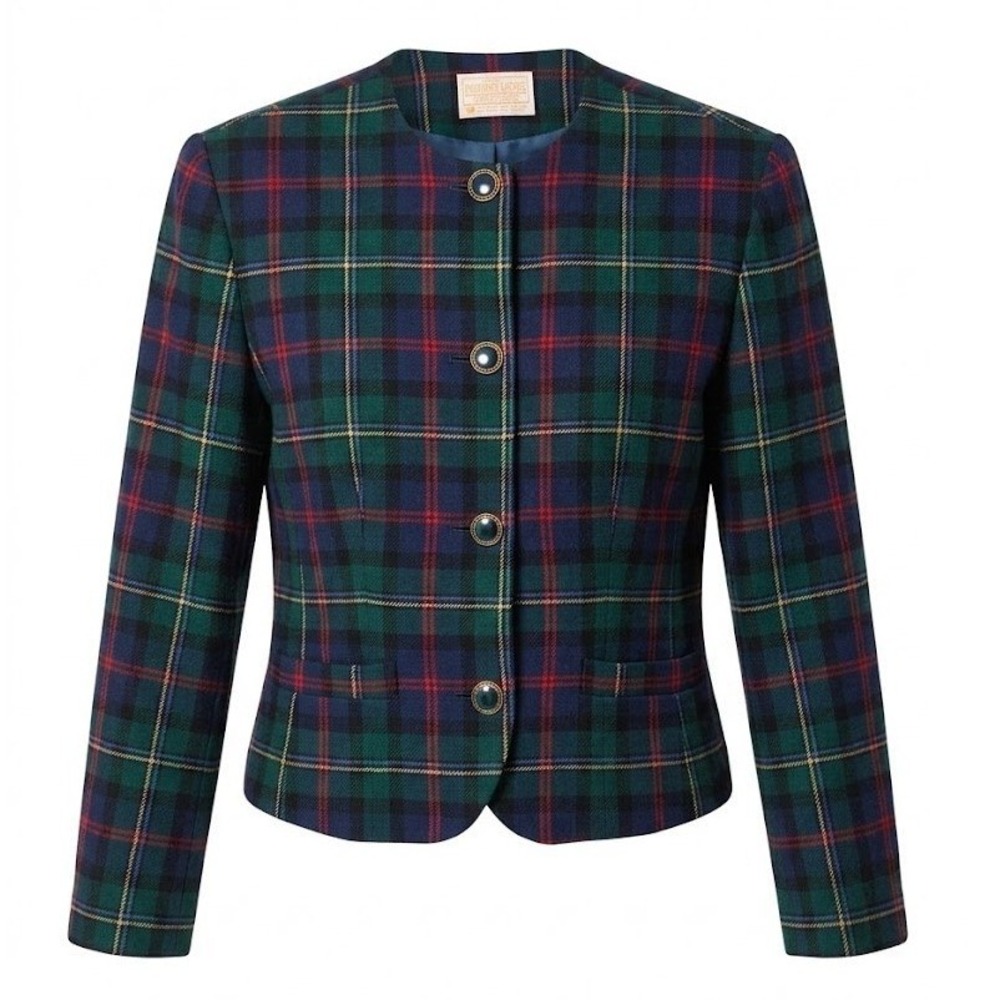 Pendleton Malcolm Scottish Tartan Plaid Wool Blazer Jacket Green Blue Small - CJ